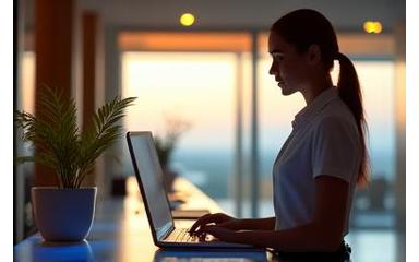 Receptionist che utilizza software di gestione hotel